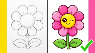 ​How to Draw a Cute KAWAII FLOWER Step by Step for Beginners 🌸