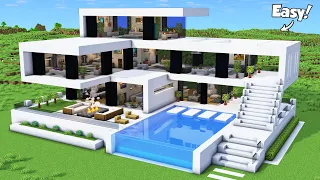 Minecraft How to Build a Modern House Tutorial Easy to Follow - Interior in Description