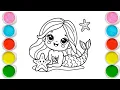 Download Lagu Beautiful Barbie Girl Drawing for kids, Painting \u0026 Coloring for kids, Toddlers | Let's Draw Together