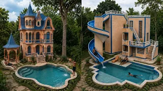 Building Billion-Dollar Luxury Villa with Incredible Water Slides & Aquarium
