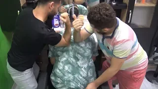 asmr turkish barber hard massage ear burn neck crack head arm back ear face massage