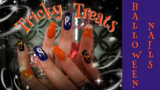 Halloween Trick or Treat ghost witch hat candy corn nails