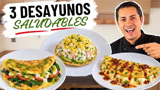 3 DESAYUNOS SALUDABLES con HUEVO para BAJAR de PESO | Fáciles y Deliciosos