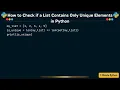 How to Check if a List Contains Only Unique Elements in Python