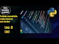 Lec 9 Lists in Python code yourself academy cya hindi