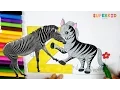 Letter Z for Zebra coloring page - Funny Learning colors and alphabet for kid ands preschoolers