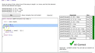 Codingbat - sameFirstLast Java