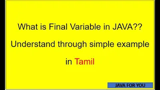 Java Final Variable in Tamil through simple example java for you java tutorial for beginners