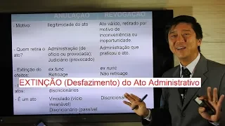Atos Administrativos - Extinção ( Desfazimento ) - Anulação , Revogação e Cassação - aula 117