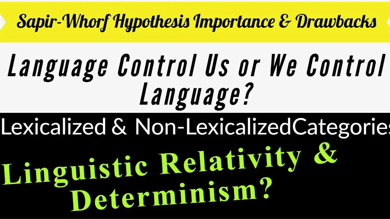 Linguistic Relativity or Determinism | Weak Strong Points of Sapir Whorf Hypothesis | Lexicalization