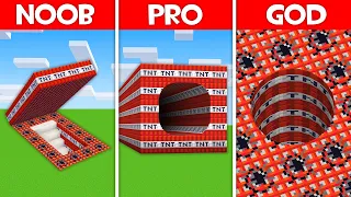 Minecraft Battle: TNT TUNNEL BUILD CHALLENGE - NOOB vs PRO vs HACKER vs GOD in Minecraft!