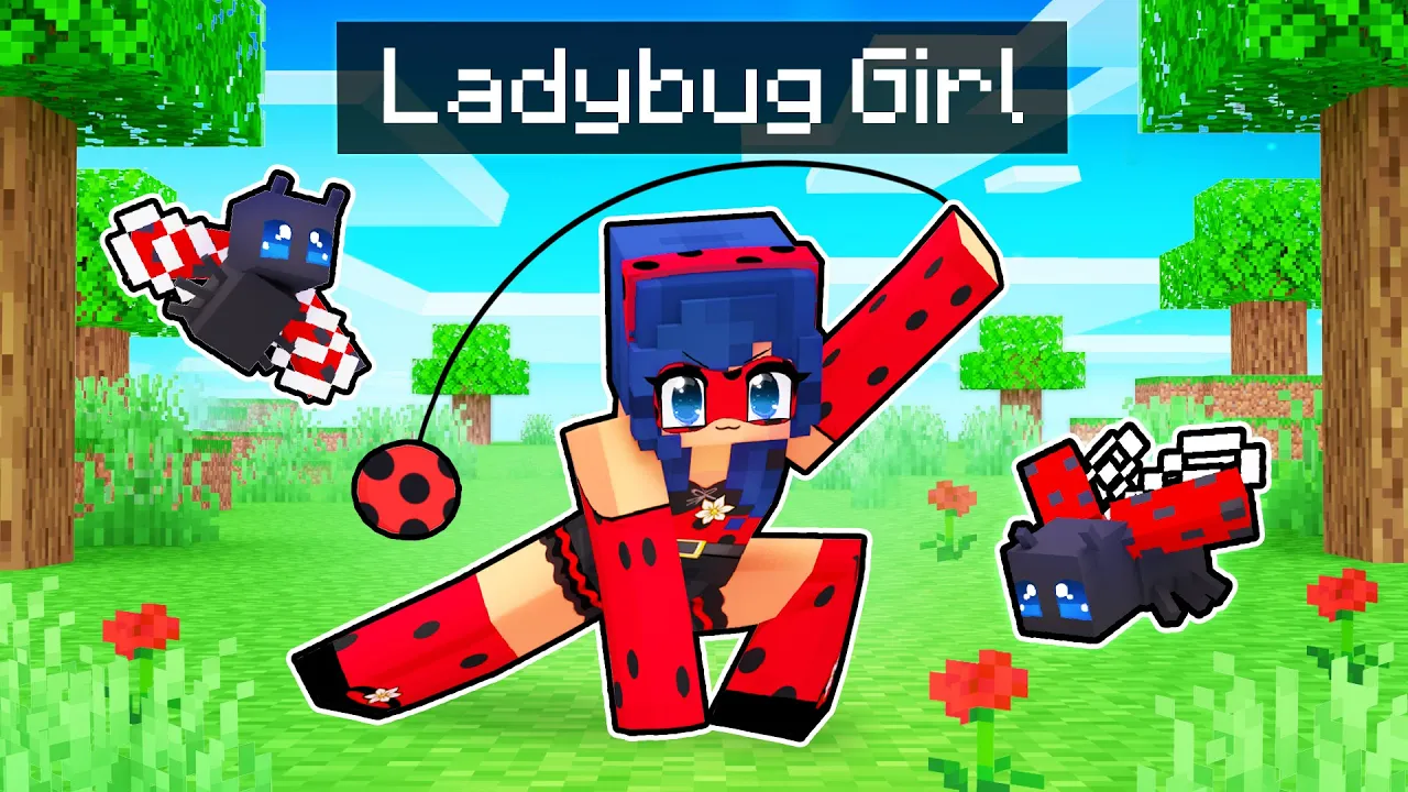 Playing as a MIRACULOUS Ladybug Girl In Minecraft!