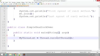 5 mins Simple Deadlock Program in Java by using Multithreading