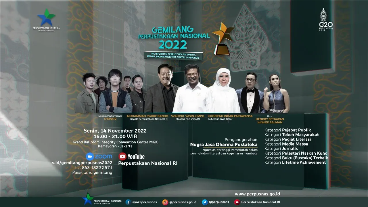 Gemilang Perpustakaan Nasional 2022 Penganugrahan Nugra Jasa Dharma Pustaloka