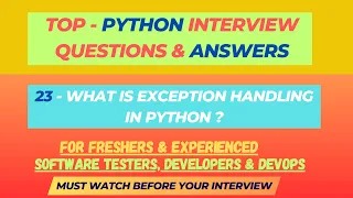 23 - What is Exception Handling in Python Interview Questions Dev Freshers Experienced