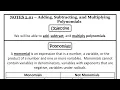 Algebra 2 Notes 2 01 Adding Subtracting Multiplying Polynomials