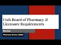 Utah Board of Pharmacy and Pharmacy Personnel Licensure Requirements 2025