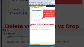 Delete vs Truncate vs Drop