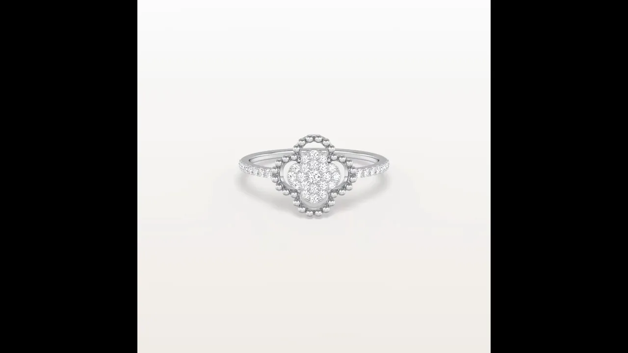 14K Gold / Platinum Pave Lab-Grown Diamond Clover Ring