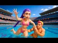 Download Lagu RESCUING RUMI FROM MIRA'S PLOT DURING THE SWIMMING COMPETITION - HUNTR/X “GOLDEN” KPOP Demon Hunters