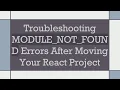 Troubleshooting MODULE - NOT
