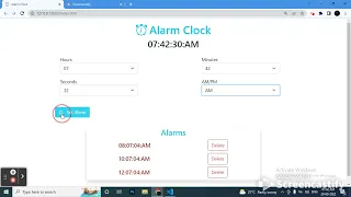 Alarm Clock using Html Css and JavaScript Coding Ninjas FrontEnd Skill Test