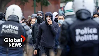 Students join workers in Brussels to protest government budget cuts