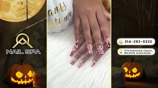 Beautiful Halloween Nails at AQ Nail Spa in Clayton MO 63105 - Spooky Stylish Designs