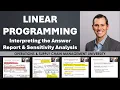 Interpreting Linear Programming outputs the Answer Report Sensitivity Report explained