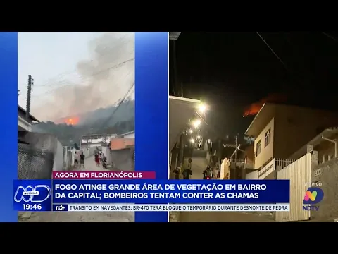 Grande incêndio em vegetação em Florianópolis: bombeiros trabalham na contenção