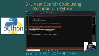 3 - Linear Search Algorithm Code using Recursion in Python
