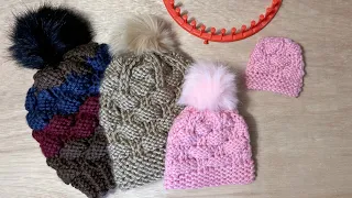 How to LOOM Knit a Hat - The Textured Ribbon Stitch aka The Brickwall