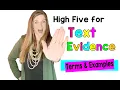 Text Evidence Mini Lesson with Vocabulary and Examples