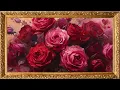 Vintage Floral TV Background Red Roses Oil Painting Frame TV Art 2 Hours 4K
