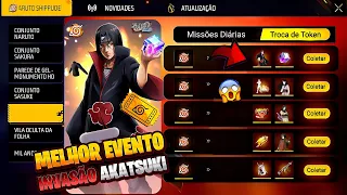 CORREE!! PEGUE AS SKINS AKATSUKI NA ATUALIZAÇÃO? CUBO MÁGICO GRÁTIS, MAIS TICKETS CHAKRA - FREE FIRE