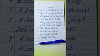 Cursive writing practice 10 Simple English Sentences about Animals Cursive handwriting practice