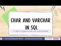 CHAR vs VARCHAR in SQL