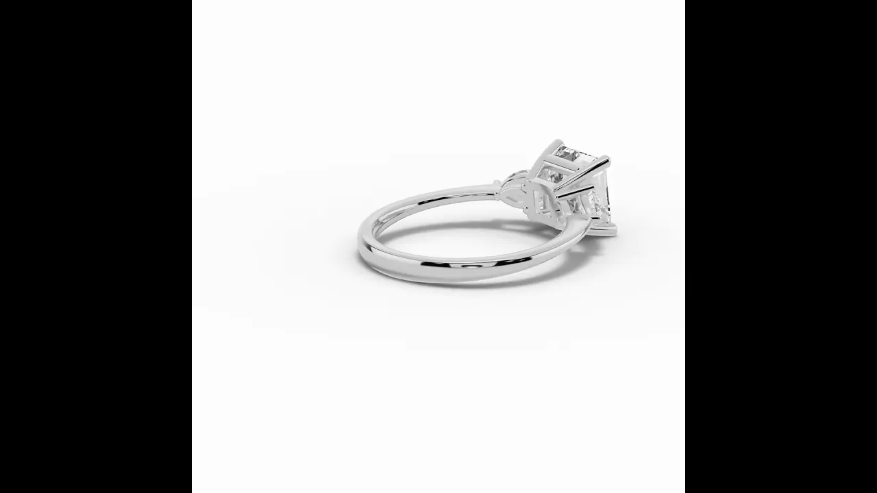 Vionne Asscher Three-Stone Engagement Ring