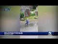 Rain brings puddle jumping fun for one kid in Boulder Creek