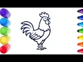 Chicken Coloring Page Cute Farm Animal Coloring for Kids Toddlers
