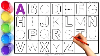 Alphabet, ABC song, ABCD, A to Z, Kids rhymes, collection for writing along dotted lines for toddler