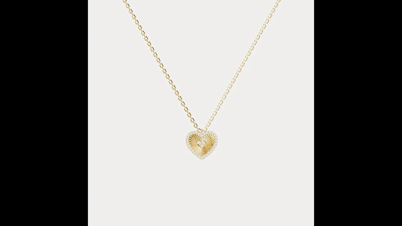 Fluted Heart Lab-Grown Diamond Accent Pendant Necklace in Sterling Silver