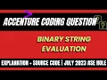Accenture Coding Question BINARY STRING EVALUATION Using Java