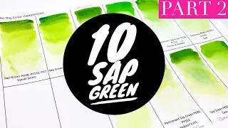 Colossal Color Showdown Ep 17 Sap Green Part 2 Comparing 10 Watercolor Brands