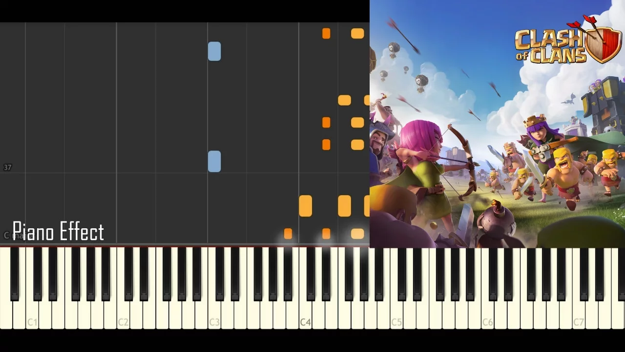 Clash of Clans - Battle Theme (Piano Tutorial Synthesia)