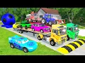 Download Lagu Flatbed Truck McQueen | Transportation with Truck - Pothole vs Car #11 | BeamNG.Drive Gameplay