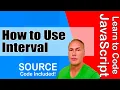 JavaScript coding lesson how to code Set Interval repeat code