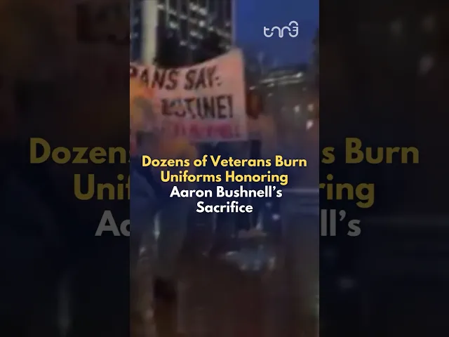 ⁣Dozens of veterans paid tribute to Aaron Bushnell's sacrifice by burning their uniforms. #news