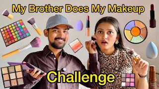 My Brother Does My Makeup Challenge | Real Khushboo