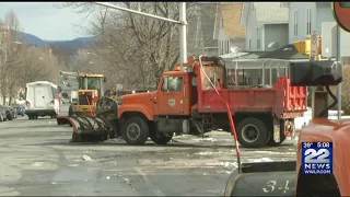 Holyoke DPW clearing snow along the parade route